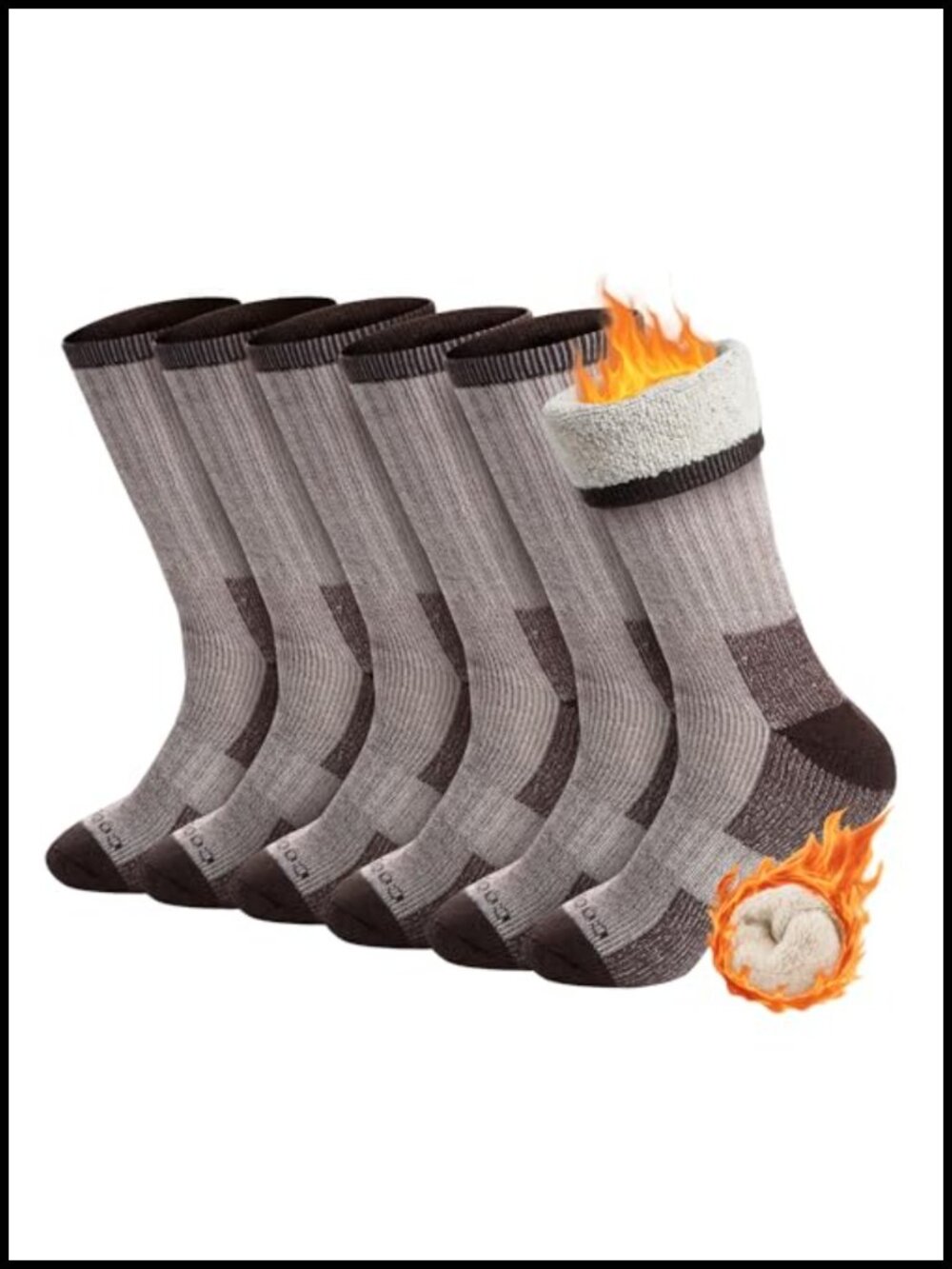 Merino Wool Hiking Socks for Men, Warm Winter Thermal Crew Socks 3 Pack